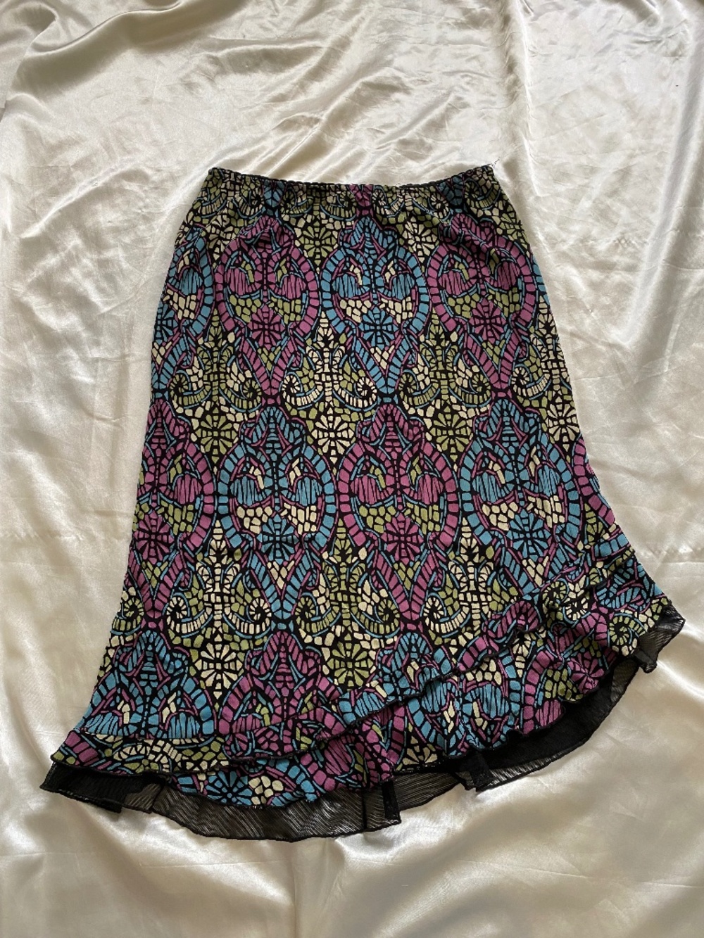 Vintage y2k Nanette Lepore Asymmetrical Mosaic Colorful Skirt Small Fairy Boho